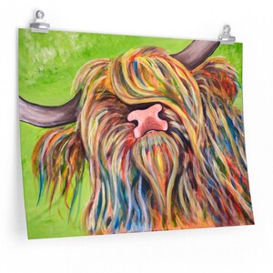Colorful Highland Cow Premium Matte Horizontal Poster