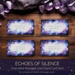Echoes of Silence - Channeled Messages Love Oracle Deck - Para impressão - Conexão de alma gêmea e chama gêmea - Download digital