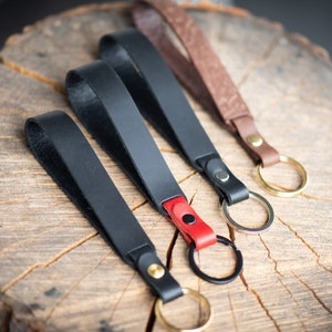 Personalized Leather Keychain Full Grain Leather Engraved Keyring Gift for Him Gift for Her Key Tag
