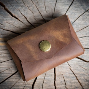Monedero de piel para tarjetas de crédito, monedero, cartera, portamonedas, monedero pequeño, monedero, diseño minimalista de plena flor.