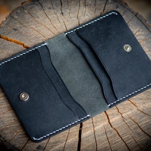 Cartera de cuero plegable, tarjetero, tarjetero minimalista, billetera para hombre, piel Pueblo, piel Maremma