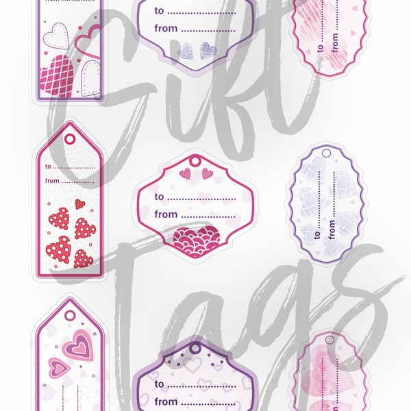 GIFT TAGS pdf hearts Valentine