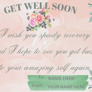 Editable Greeting Card Get Well Soon Template Printable Greeting Card Wishes Get Well Soon Speedy Recovery