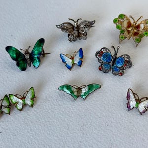 Ancienne Broche Papillon Métal Filigrané - Bijou Vintage - Argenté - 4.5 X 3.2 Cm