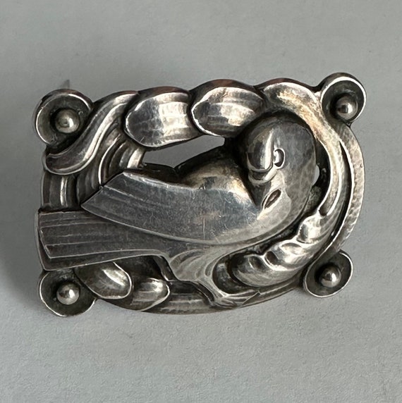 Georg Jensen Sterling Silver Brooch, Midcentury D… - image 1