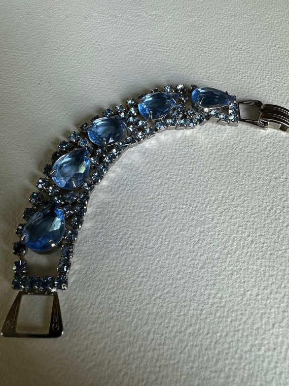 Bracelet Blue Rhinestones Vintage, Bridal Blue Bra