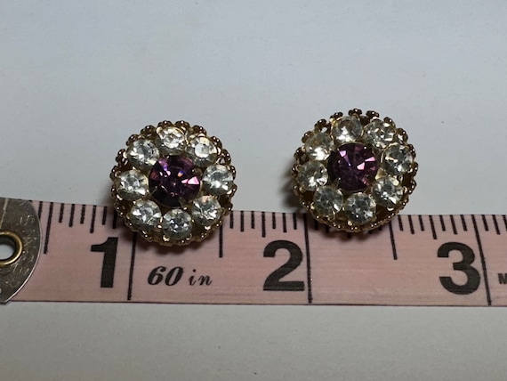 Coro Vintage Scatter Pin Pair, Clear and Purple R… - image 7