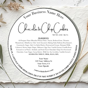 Cottage-voedseletiket, stickers voor thuisbakkerij-ingrediënten, aangepaste koekjeslabels