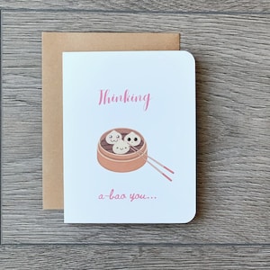 Liebe Karte | "Thinking a-bao you" (denken an dich) , punny Grußkarte, um ihnen zu sagen, dass du sie vermisst." Für Ihn, sie, Freund, Freundin