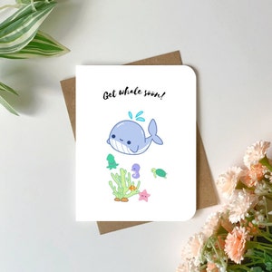 Jolie carte Bon rétablissement, carte Get Whale soon pour lui, pour elle, pour ami