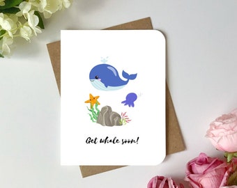Huxters Get Well Soon Karte – Lustige Whale Karte „Get Whale Soon“ Für Kollegen, Familie, Freunde, 14,8 Cm