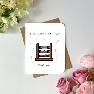 Biglietto di ringraziamento / Posso sempre contare su di te! Grazie! / Simpatico e simpatico biglietto di auguri con l'abaco per dire grazie
