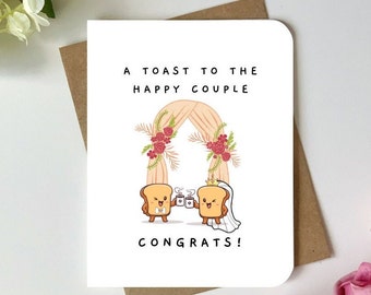 Cute wedding card greeting card for newlywed couple a toast to the happy couple congratulations card wedding gift