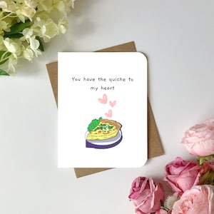 Cartão fofo de Dia dos Namorados para ele, para ela, para o marido, para o namorado, para a namorada “você tem a quiche do meu coração” as chaves do meu coração