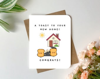 Housewarming Card | A toast to your new home. Congrats! | Cute and punny housewarming greeting card. Congratulations for new house!
