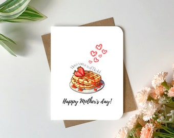 Carte de fête des mères pour maman carte de gaufre mignonne et punny joyeuse fête des mères je t'aime maman cadeau de remerciement pour maman
