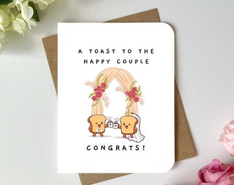 Cute wedding card greeting card for newlywed couple a toast to the happy couple congratulations card wedding gift
