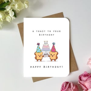 Niedliche Geburtstagskarte Grußkarte Toast auf deinen Geburtstag alles Gute zum Geburtstag Grußkarte niedlich und witzig Geburtstagskarte