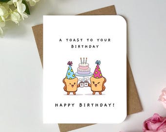 Cute birthday card a greeting card toast to your birthday happy birthday greeting card cute and punny birthday card