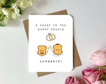 Cute wedding card greeting card for newlywed couple a toast to the happy couple congratulations card wedding gift