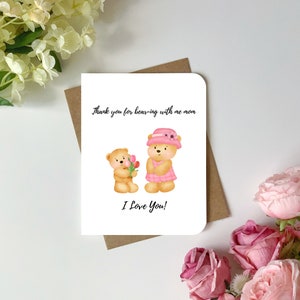 Leuke Moederdag kaart grappige woordspeling bedankt voor het geduld met mij moeder Ik hou van je moeder cadeau voor moeder kaart voor moeder schattig en punny wenskaart