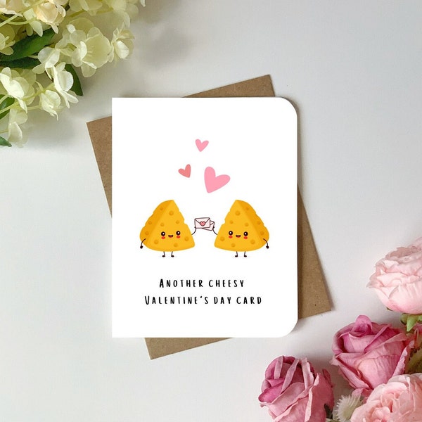 Cute and punny valentine’s card for him, for her - “Another cheesy Valentine’s Day card”