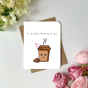 Jolie carte de Saint-Valentin pour lui pour elle pour mari pour petit ami pour petite amie Je pense à vous carte en grains de café pour amateur de café