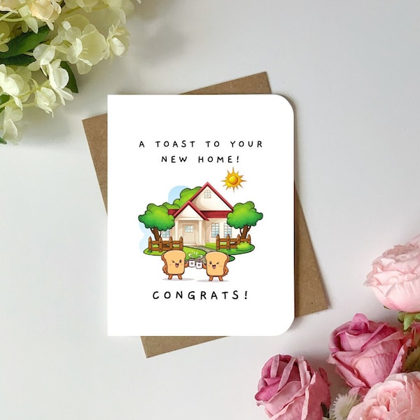 Housewarming Card | A toast to your new home. Congrats! | Cute and punny housewarming greeting card. Congratulations for new house