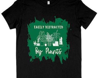 Easily Distracted by Plants Kids' T-Shirt - Word Design T-Shirt - Art Tee Shirt for Kids