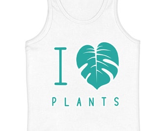 I Love Plants Kids' Jersey Tank - Themed Sleeveless T-Shirt - Leaf Kids' Tank Top