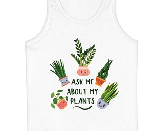 Ask Me About My Plants Kids' Jersey Tank - Cartoon Sleeveless T-Shirt - Cute Kids' Tank Top