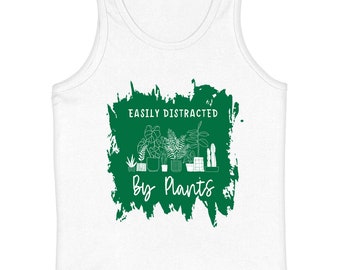 Easily Distracted by Plants Kids' Tank Top: Word Design Sleeveless Jersey