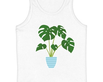 Monstera Kids' Jersey Tank - Print Sleeveless T-Shirt - Potted Plant Kids' Tank Top