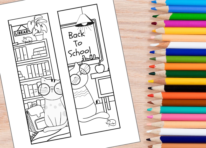 Printable Coloring Bookmarks, DIY Bookmarks, Back to School, Reading