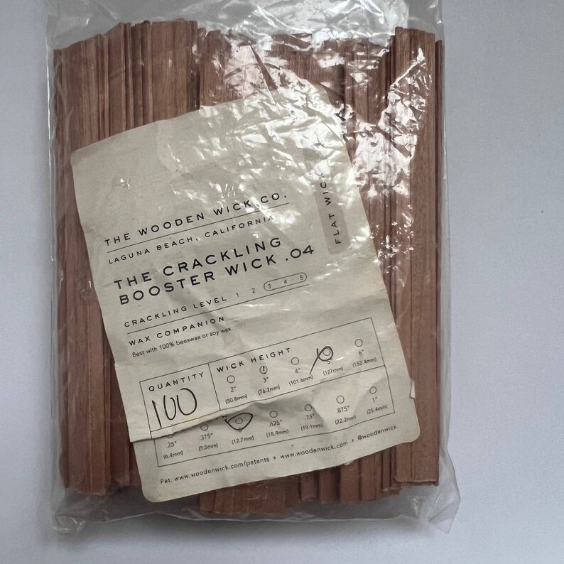 Crackling Wooden Wick From Makesy 1 Wick or Set of 10 Wicks Crackling
