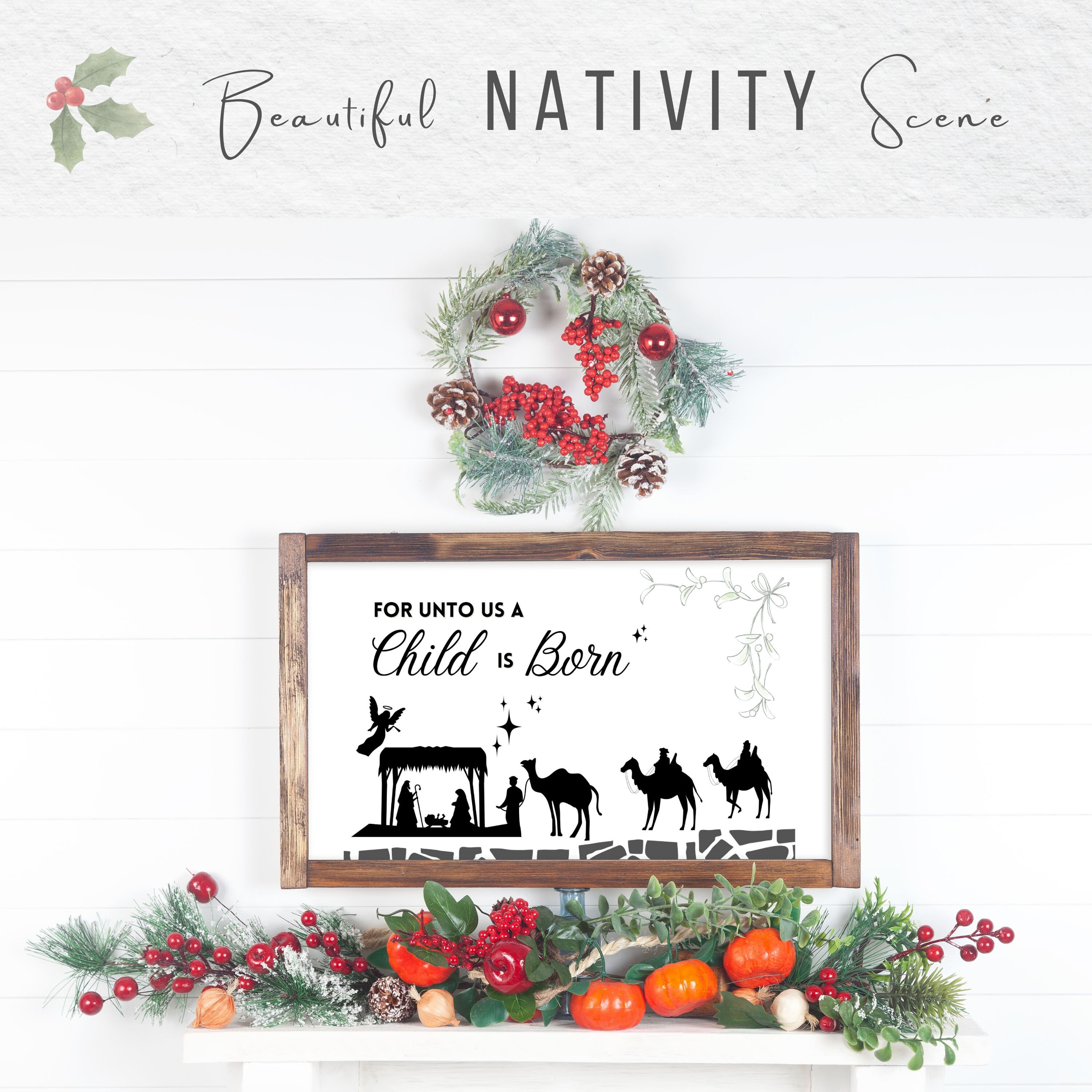 Nativity Wall Art, Nativity Print, Nativity Silhouette, 3 Wise Men