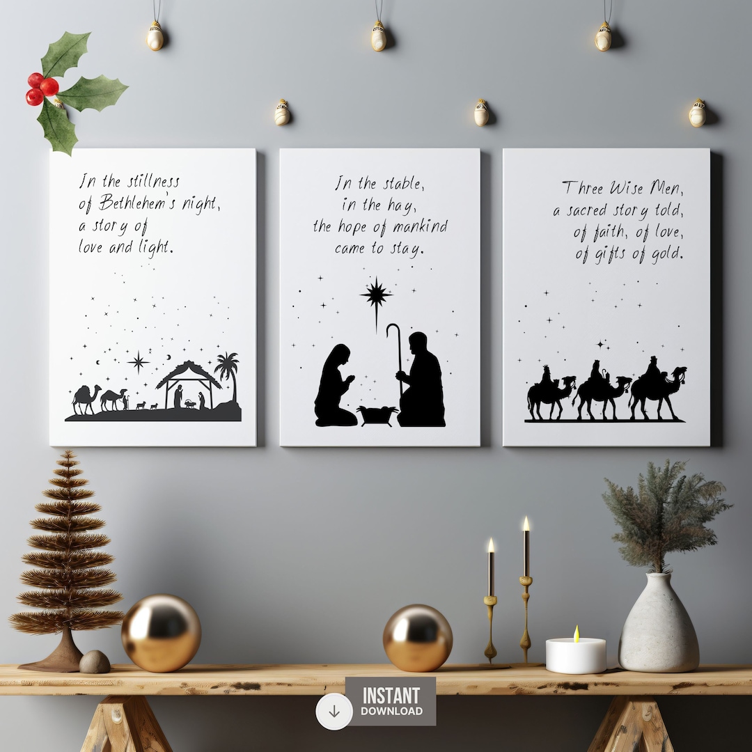 Nativity Wall Art, Nativity Print, Nativity Silhouette, 3 Wise Men