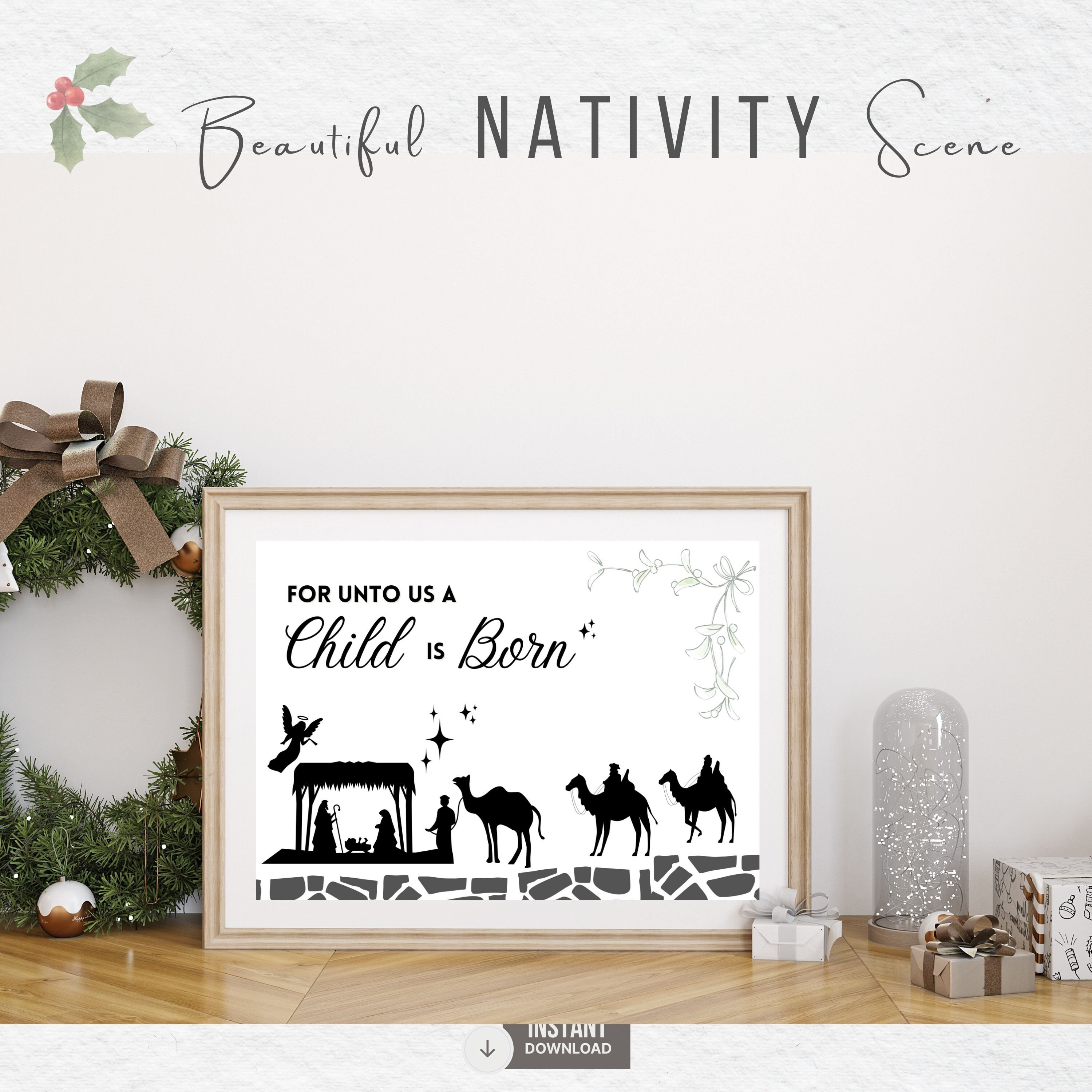 Nativity Wall Art, Nativity Print, Nativity Silhouette, 3 Wise Men