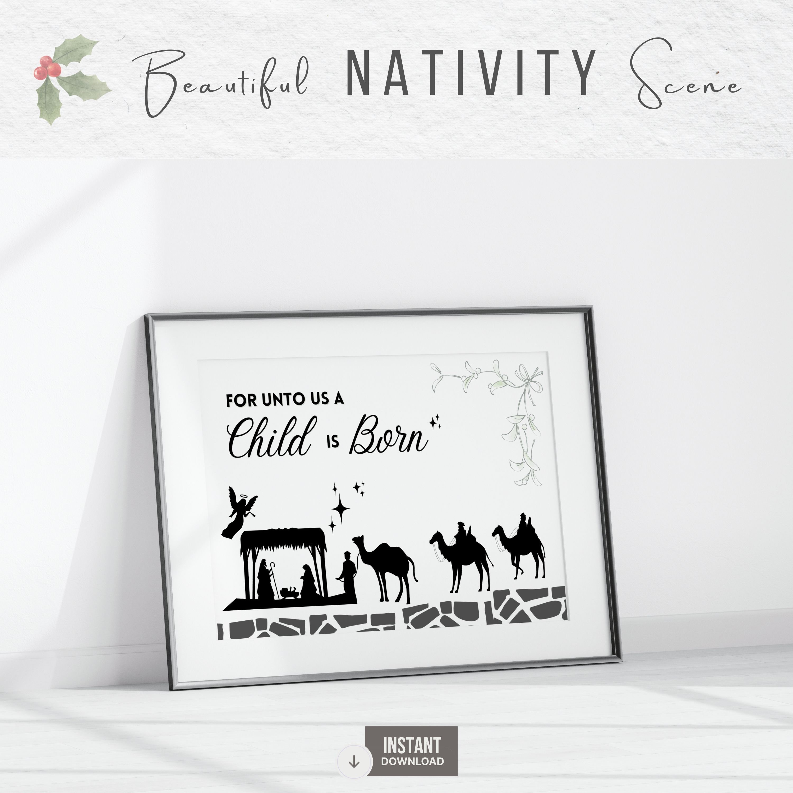 Nativity Wall Art, Nativity Print, Nativity Silhouette, 3 Wise Men