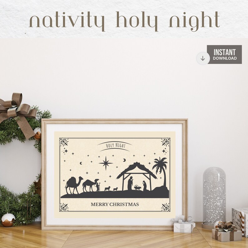 Nativity Wall Art, Nativity Print, Christmas Printable, Nativity