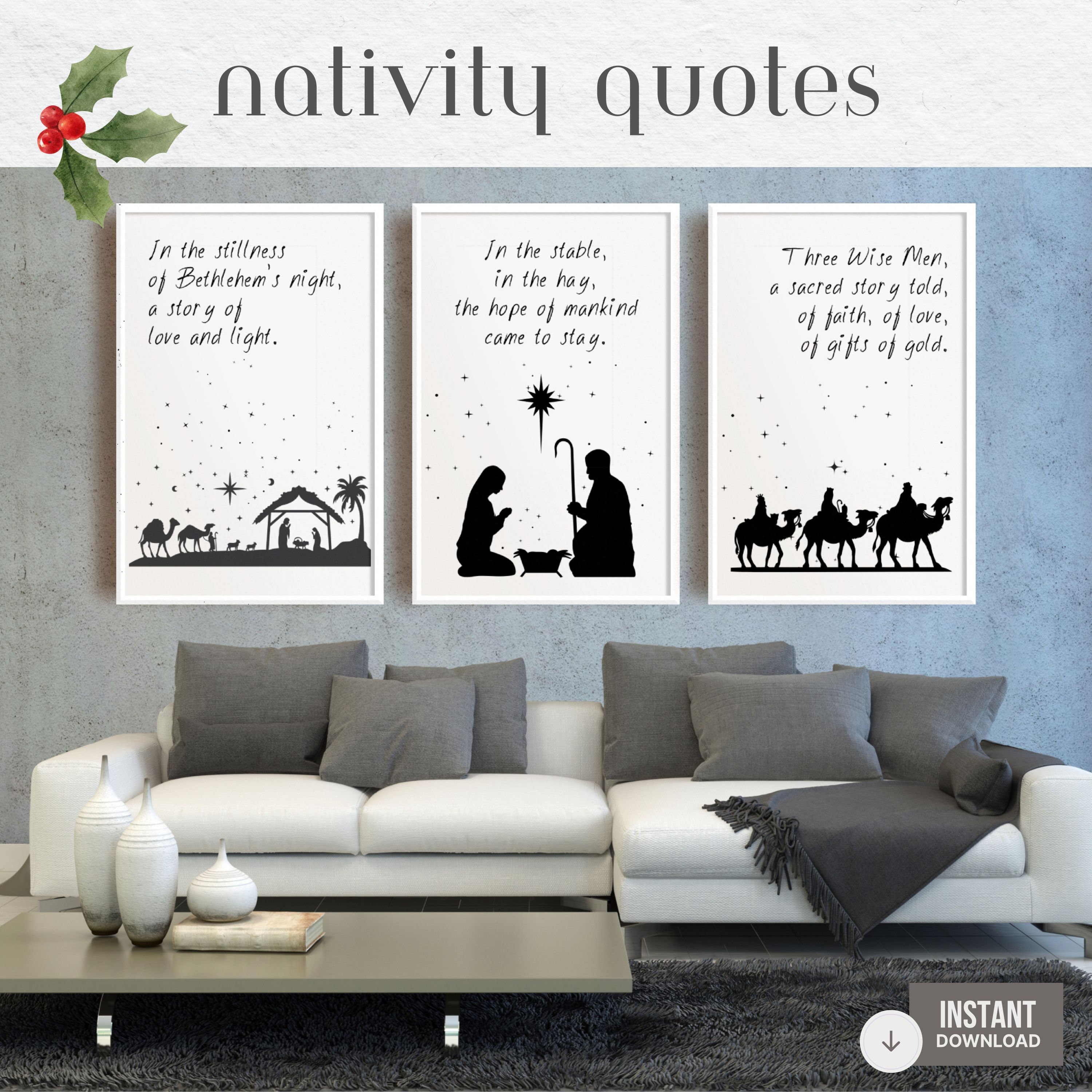 Nativity Wall Art, Nativity Print, Nativity Silhouette, 3 Wise Men