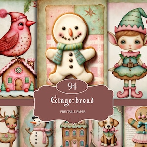 Strona do dziennika piernikowych śmieci, materiały do scrapbookingu, dziennik świątecznych śmieci, arkusze piernikowe, do druku, efemerydy, urocze zwierzęta, do pobrania