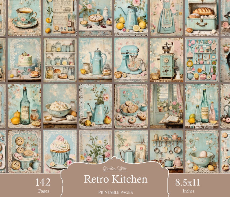 Retro Kitchen Pages, Junk Journal and Scrapbook Paper, Food Images ...