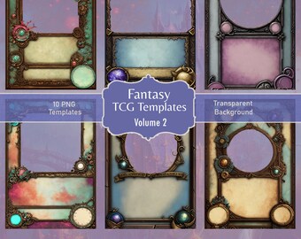 10 modelli di giochi di carte Fantasy, set 2, png, risorse di giochi da tavolo, strumenti di giochi di carte TCG, download digitale