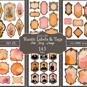 Vintage Labels, Victorian Frames, Rustic Blank Tags for Junk Journals, Ephemera, Scrapbooking, Botanical Crafts, Printable sheets PDF Files