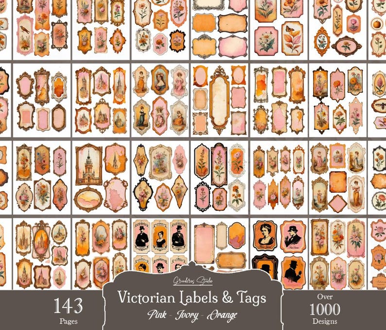 Printable Vintage Labels: Victorian Frames, Rustic Ephemera (PDF Files ...