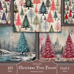 Christmas Junk Journal, Christmas Tree, Forest, Whimsical, Junk Journal Printable, Christmas Journal, Christmas Scrapbook, Christmas paper