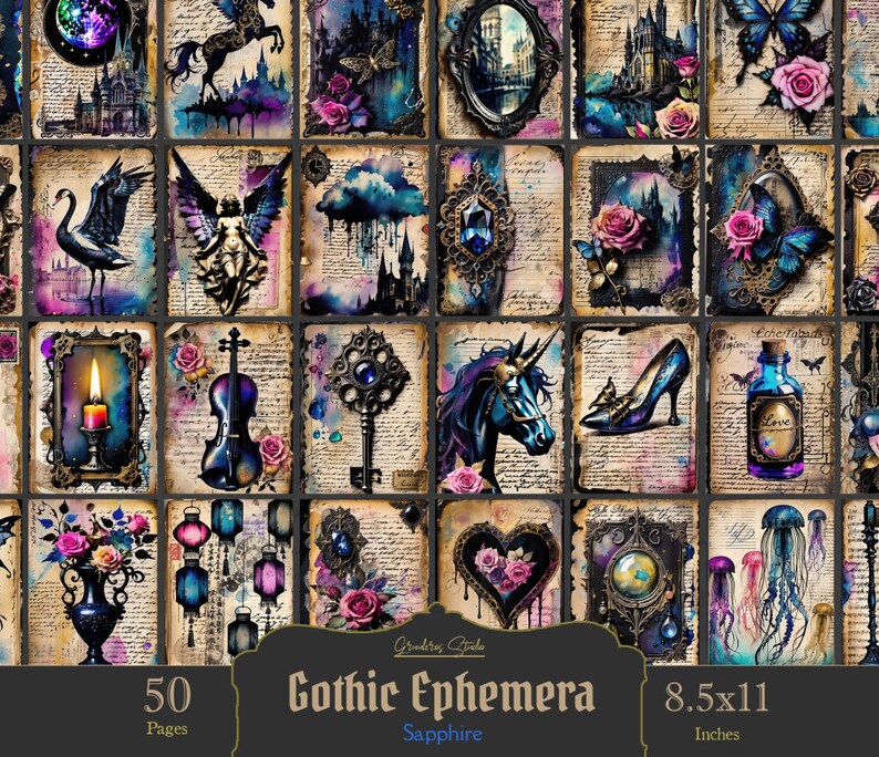 Victorian Goth Junk Journal Kit, Book of Shadows, Digital Download ...