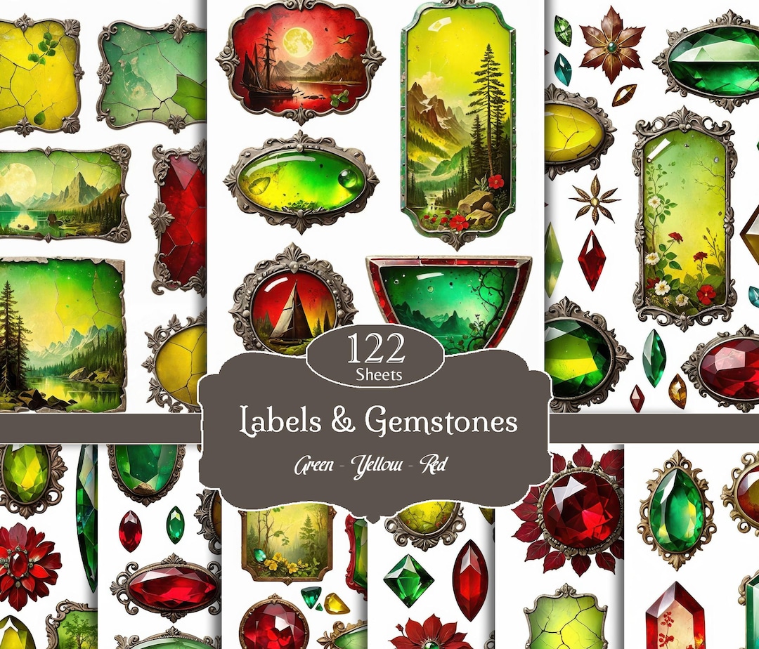 Crystal Lable Crystal & Gemstone Labels, Printable Scrapbook Cutouts (digital ...