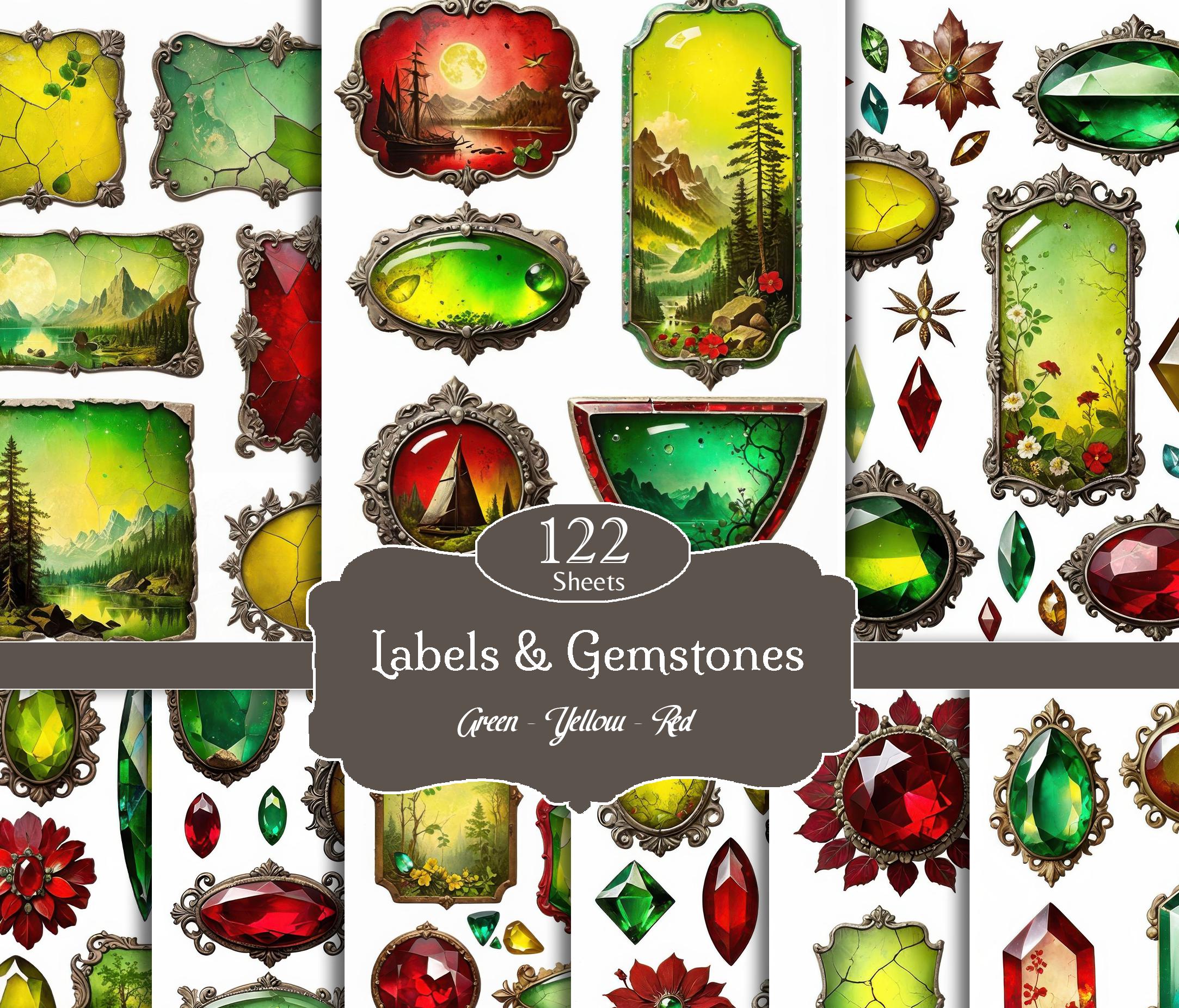 Crystal & Gemstone Labels, Printable Scrapbook Cutouts (digital ...